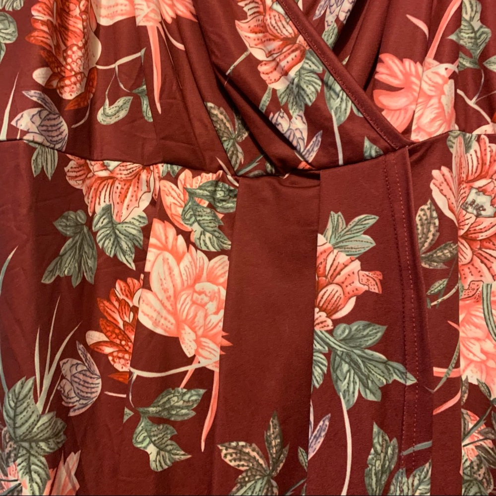 Zaful Burgundy Floral Maxi Dress - Picture 3 of 3